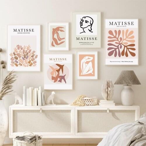 Matisse Coral Woman Bird Aesthetic Wall Art Canvas Painting Nordic Posters And Prints Wall Pictures For Living Room Decoration