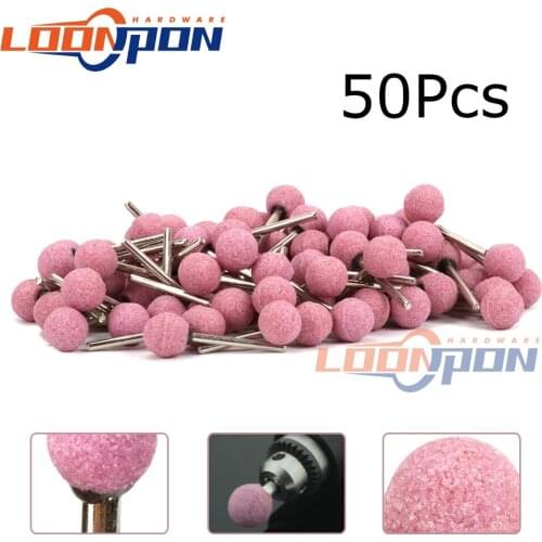 50Pcs 14mm Ball Shape Ceramic Grinding Head with 1/8" Shank Grinding Burr Bits Rotary Tool for Wood, Plastic, Fiberglass