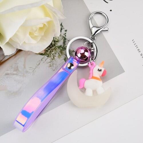 Colorful Unicorns Key Chain Doll Key Ring Gift For Women Girls Bag Pendant Figure Charms Key Chains Jewelry Porte Clef EH384