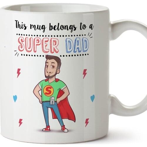 Mugs for Dad This Mug Belongs To A Super Dad Breakfast 11 Oz Ceramic Coffee Tea Mug