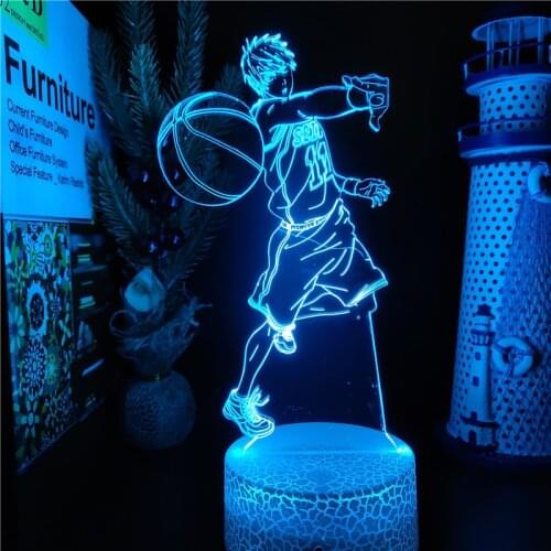 Kurokos Basketball 3D Illusion Lamp Kuroko Tetsuya Figure Led Color Changing Night Light Bedroom Decor Lampara Kids Table Lamp