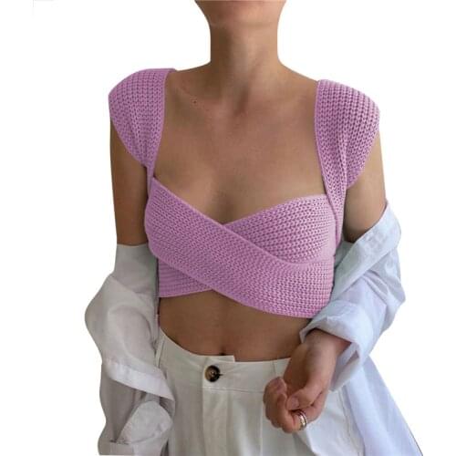 Summer Solid Sexy Tank Top Women Fashion Sleeveless Adjustable Knitting Clothing Lady Casual Slim Crop Top 2021 New Streetwear