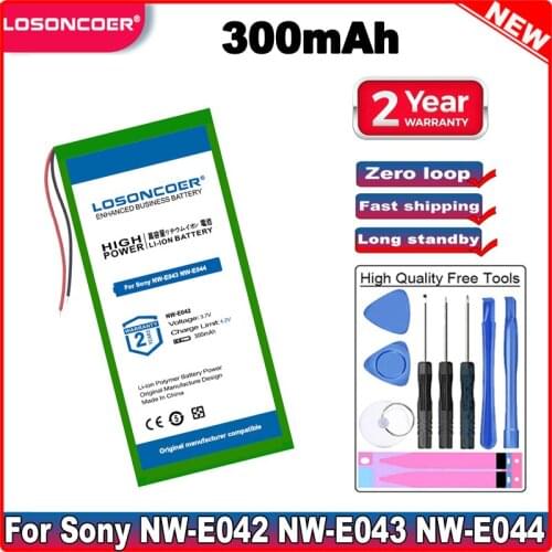 LOSONCOER 300mAh Battery For Sony NW-E042 NW-E043 NW-E044 Batteries