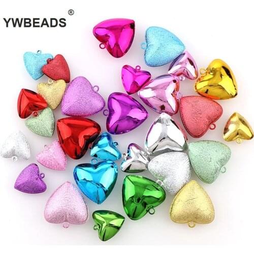 Metal Heart 10PCS Colorful Jingle Bells Loose Beads Festival Party Decoration/Christmas Tree Decorations/DIY Crafts Accessories