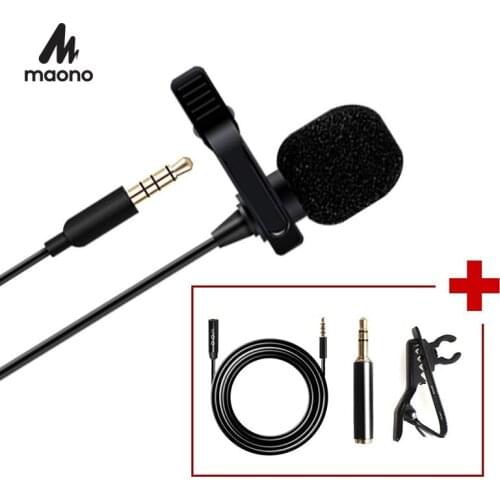 MAONO Lavalier Microphone 3.5mm Condenser Handsfree Clip-on Lapel Mic with 6M Extension Cable for iPhone Android DSLR Camera PC