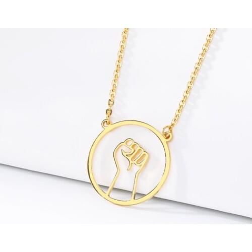 Stainless Steel Fashion Peace Sign Pendant Necklace Women Collier OK Rock Fist Peace Gesture Necklace BFF Sign Language Jewelry