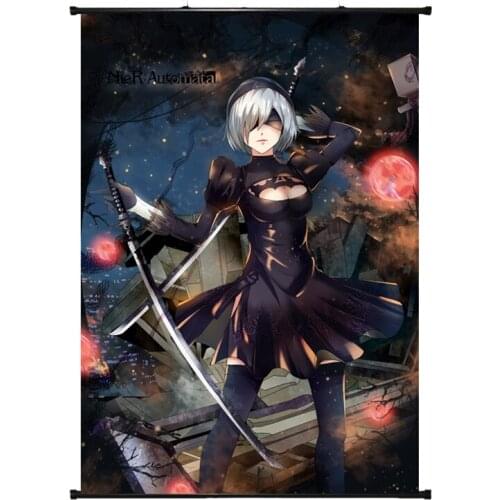 Mxdfafa Japanese Anime NieR Automata Fabric Wall Scroll Poster cartoon canvas painting Animation Scroll Painting cartoon shop