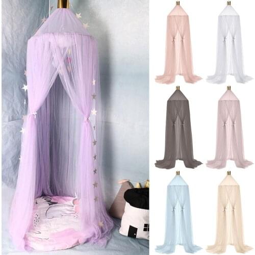 Nordic Kid Baby Bed Canopy Crown Round Dome Hanging Mosquito Net Tent Room Decor Hanging Bed Canopy Cotton Mosquito Net Bedcover