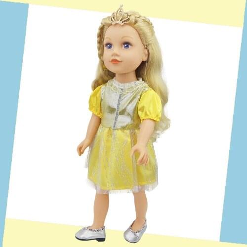 2021 New Pattern Yellow Lace Dress Fit 18Inch American 43cm Baby Doll Clothes Accessories,Girls Toys,Generation