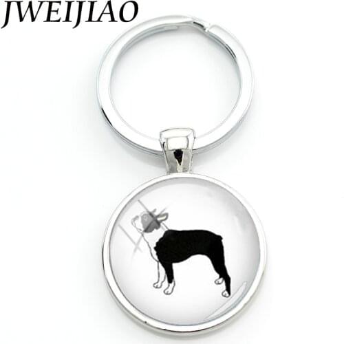JWEIJIAO Custom Pet Dog Key Chain Vintage Minimalist Hound Boston Terrier Keychain Lovely Dog Profile Picture Keyholder