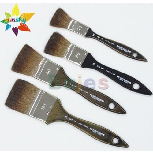 YGT 102 Professional Art brush Kazan squirrel hair Flat head Watercolor pen Solid wood Short rod Gouache brush Delicate and soft