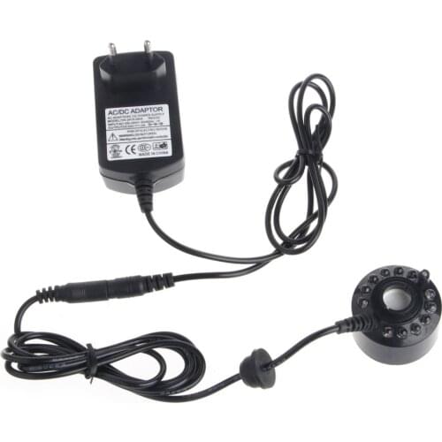 Free_on Ultrasonic12-LED Pond Mist Maker Fogger Water Fountain 3-Color Light EU Plug