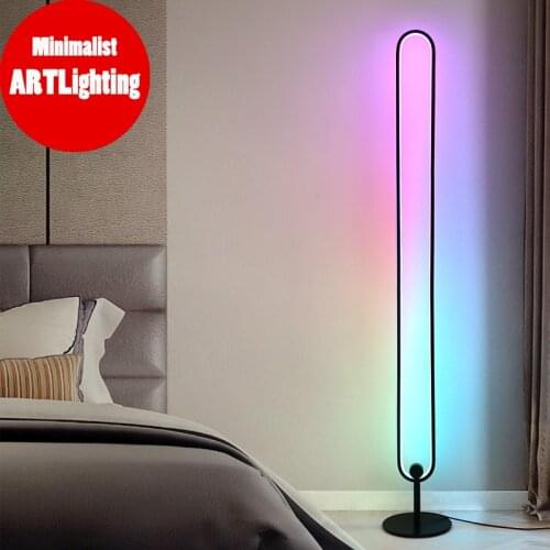 Nordic Modern LED Corner Floor Lamp RGB Multicolor Modes Dimmable 20W LED Minimalist Floor Light Standing Lamp