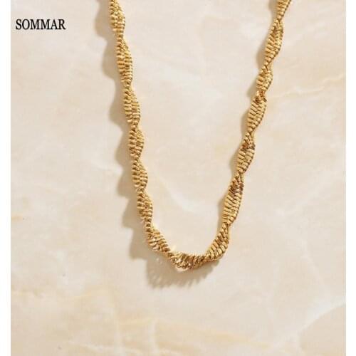 SOMMAR floating charms Gold color Girl Clavicle Chain Geometric ins maxi necklace Luxury Jewelry