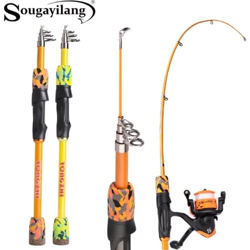 Sougayilang 6 Sections Portable Lure 1.5M Fishing Rod Ultralight Weight Eva Handle Spinning Fishing Pole Fishing Tackle