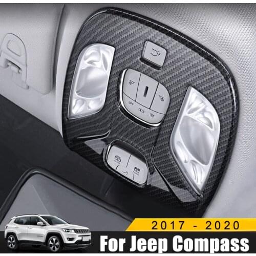 For Jeep Compass 2017 2018 2019 2020 Chrome/Carbon fiber Front Reading Lights Panel Trim Cover Sticker car styling accessories