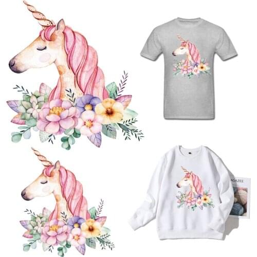 Iron-on Transfers for Clothing Kids Unicorn Thermoadhesive Patches on Clothes Diy Little Pony Stickers Patch Fusible Applique