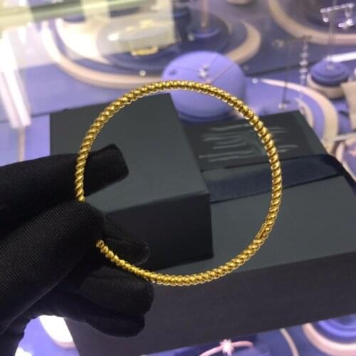 UMGODLY Luxury Brand Gold Color Bangle Twisted Rope Cuff Chimes Bracelet for Women Fashion Jewelry Gift