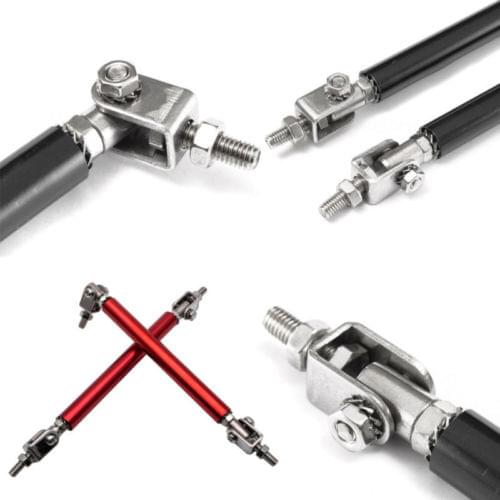 Universal 2x Adjustable 5.9" - 8.93" Front Bumper Lip Splitter Rod Strut Tie Bar Support Red
