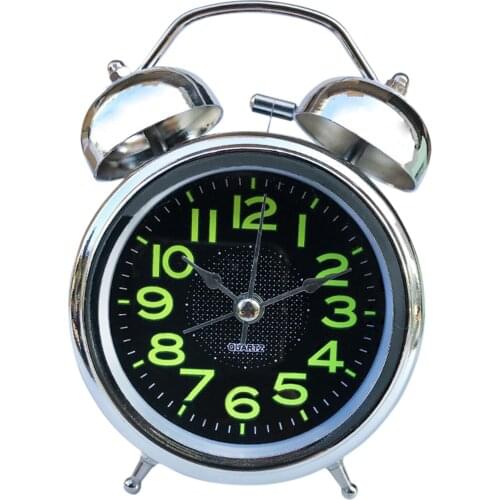 Vintage Twin Bell Alarm Clock Extra Loud Battery Analog Night Light Desktop