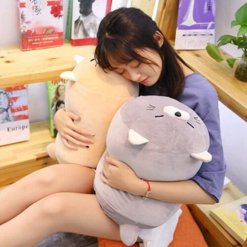 High quality 100% Cotton Stuffed Plush Animals Toys Pillow Cute Fat Cat Sofa Cushion Waist Backrest