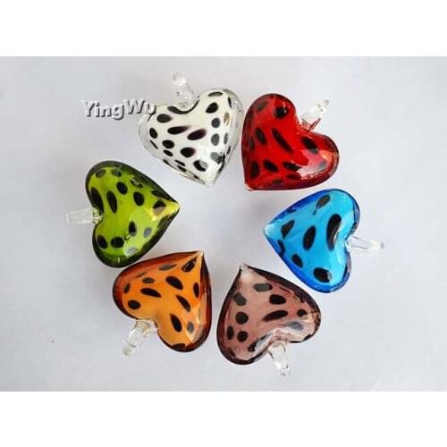 Yingwu 6pcs/lot Creative Delicate Murano Glass Flower Women Romantic Spot Heart Pendant Necklace Girls Jewelry Gift