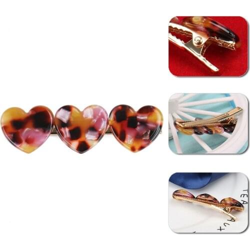 Korean Style Cellulose Acetate Heart Hair Clips Spliced Heart No-slip Alligator Clip Cute Girls Heart Hair Clips