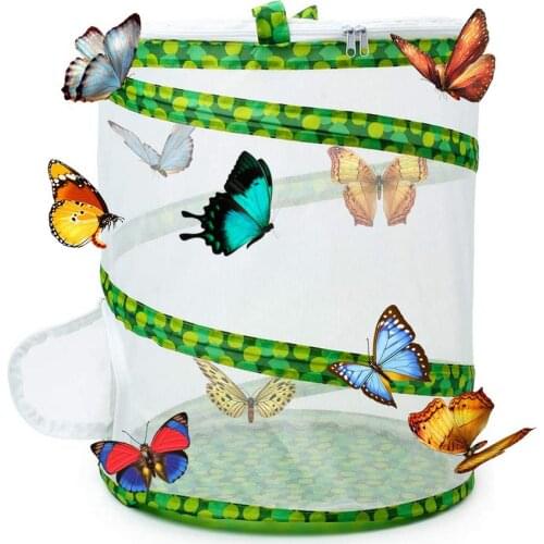 Green Mini Foldable Mesh Anti-Insect Net Insect Butterfly Habitat Collapsible Bug Mesh Cage Terrarium for Kids Garden Supplies