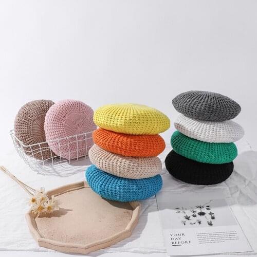Womens Light Weight Artist French Style Beret Hats Teenage Girls Knitted Blending Barets Painter Hat Female Beanie Newsboy Hat