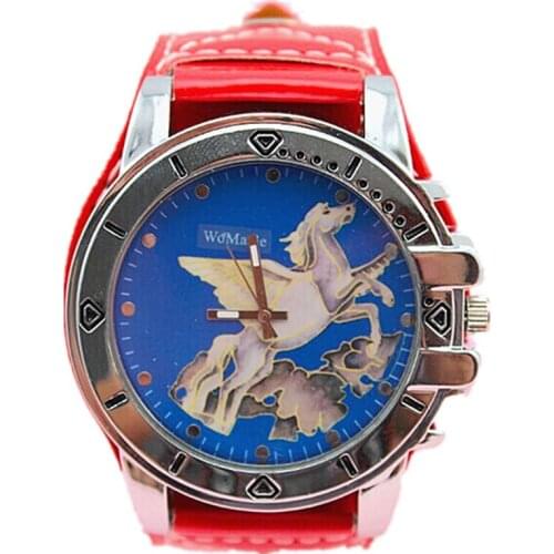 New arrival designer watch blue face fly horse dial ladies casual dress 5 colors leather strap women fashion womage brand watch