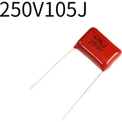 10PCS 250V105J Pitch 15MM 250V 105J 105 1uf 105J250V CBB Polypropylene Film Capacitor