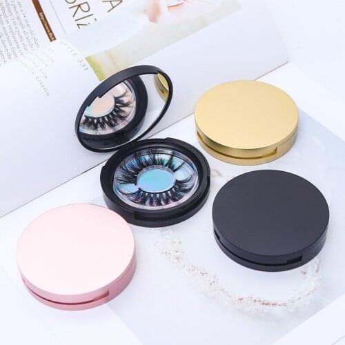 100Pcs/Lot Eyelash Packaging Circle Box with Mirror Eyelash Storage Box Empty Lash Case for Women Girls Makeup