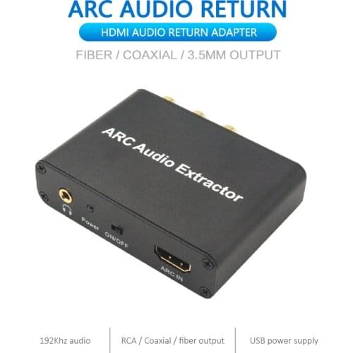 192KHz Aluminum ARC Audio Adapter Audio Extractor Digital To Analog Audio Converter DAC SPDIF Coaxial RCA 3.5mm Jack Output