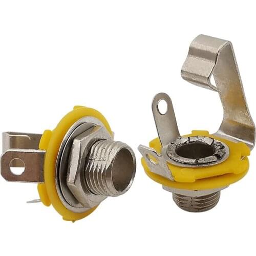 2Pcs/lot 6.35mm 1/4" Female Jack 2 Pole Mono Audio TS Panel Socket Without Switch Solder Connector