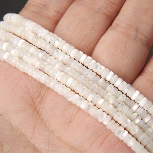 2x4mm White Trochus Shell Cylinder Beads Natural Mother of Pearl Shell Loose Beads for Jewelry DIY Bracelet Necklace Making 15"