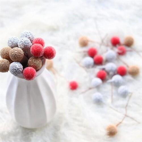 50PCS Artificial Berry DIY Artificial Pomegranate Fruit DIY Garland Wedding Decor Flower Fruit Simulation Frosted Foam