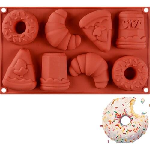 8 Cavity Hollow Donuts Silicone Cake Mold for Chocolate Mousse Dessert Pastry Ice Cream Baking Mould Bakeware Decorating Tools