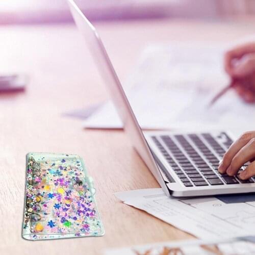 A5/A6 Colorful Loose-leaf Diary Cover Transparent Loose-leaf Case Quicksand Notebook Binder Case U7M1