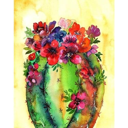 JMINE Div 5D cactus flower Full Diamond Painting cross stitch kits art High Quality Plant 3D paint by diamonds