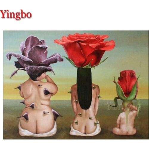 Abstract woman flower diamond painting full square round 5d diy diamond embroidery rhinestone mosaic diamond set wall art decor