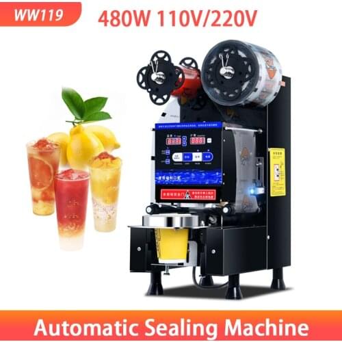 Automatic Commercial Sealing Machine 480W Milk Tea Shop Intelligent Control Soy Cup Household Sealing Machine 220V/110V