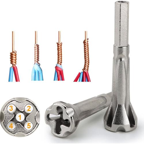 2.5/4 Square Automatic 5 Wire Universal Parallel Electrical Cable Wire Stripping Twist Wire Tool Quick Connector Metal DrillBits