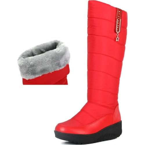 Womens Down Snow Boot Thick Plush Winter Warm High Boot For -30 Degree Waterproof Cold Weather Girls Shoes Big Size 35-44