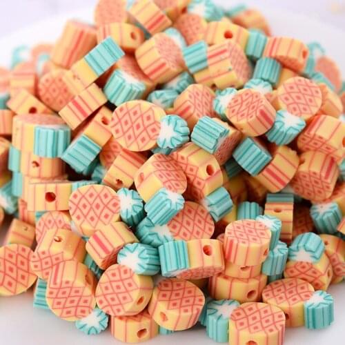 50/100pcs Cute Cartoon Pineapple Shape Polymer Clay Beads Charm Spacer Loose Beads For Jewelry Making Diy Handmade Accesories