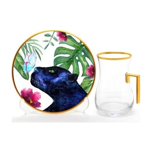 Drop Handles Tea Set 12 pieces Panther