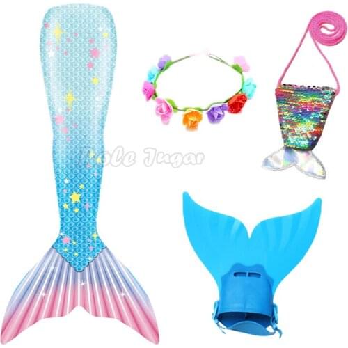 Kids Swimming Mermaid Tails for Girls Swimsuit Bathing Suit Dress Little Mermaid Cosplay Costume with Monofin Zeemeerminstaart