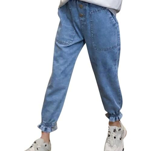 Jeans For Girls Solid Color Jeans Girls Spring Autumn Jeans For Kids Casual Style Childrens Clothes 6 8 10 12 14