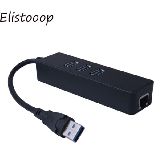 Elistooop USB 3.0 to USB Hub 10/100/1000 Mbps To RJ45 Gigabit Ethernet LAN Wired Network Adapter Converter For Windows Mac