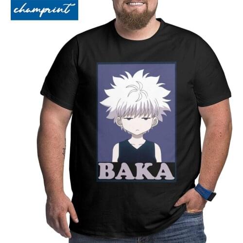 Hunter X Hunter Killua Zoldyck Baka T-Shirt for Men Awesome Big Tall Tees Crew Neck T Shirt Big Size 4XL 5XL 6XL Clothes