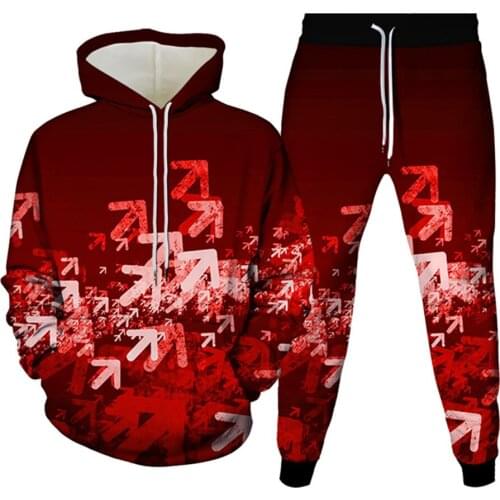 Geometric Patterns Vortex Sign Flower Print Two Piece Set Men Suit Fall Women Clothes Hoodies+Trousers Tracksuit Plus Size S-6XL